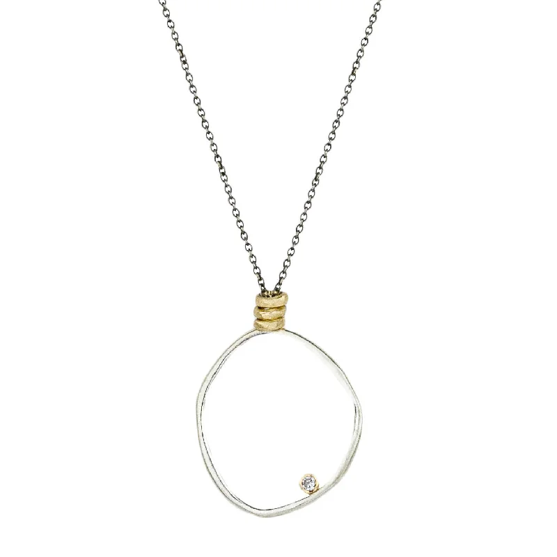 Long bar pendants on necklaces for minimalist, sleek jewelry with a modern touch -Large Halo Necklace