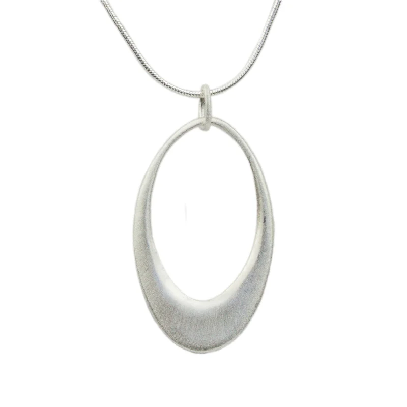 Simple sterling silver necklaces with small, understated pendants for minimalist charm -Large Oval Necklace