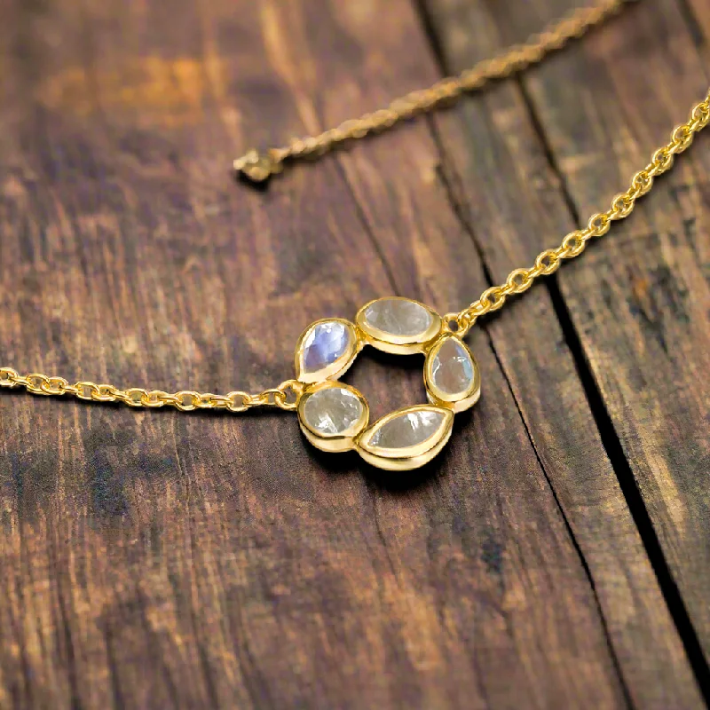 Minimalist gold necklaces and pendants for women who prefer simple styles -“Morning” Moonstone Necklace