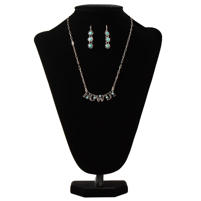 Simple and elegant circle pendants on necklaces for classic, timeless beauty -M&F Western Brushed Silver & Turquoise Stone Howdy Necklace Set