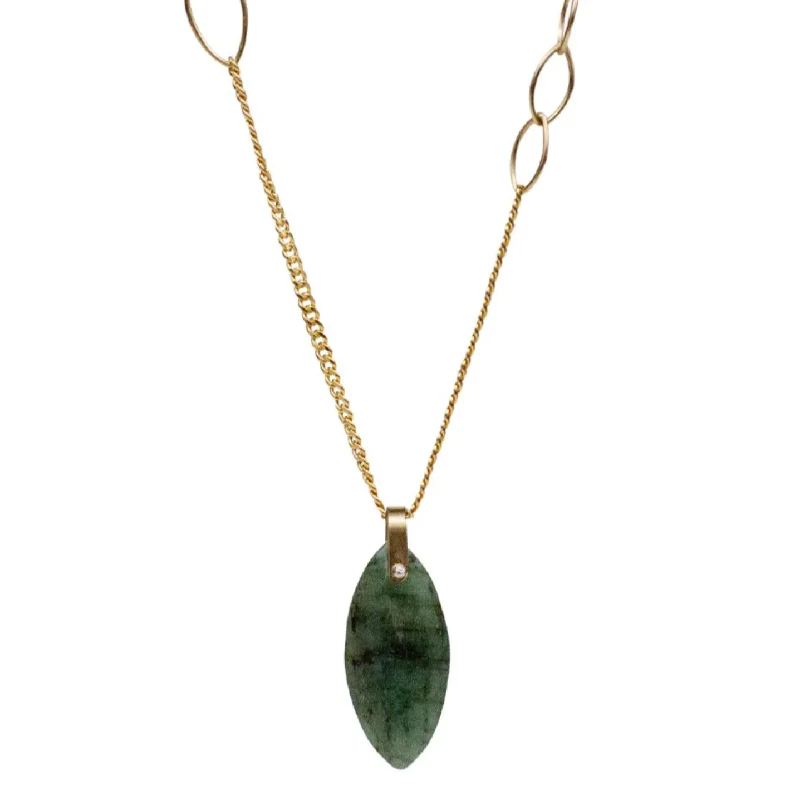 Luxury gold necklaces with diamond-encrusted pendants for a high-end fashion statement -Marquis Emerald Necklace