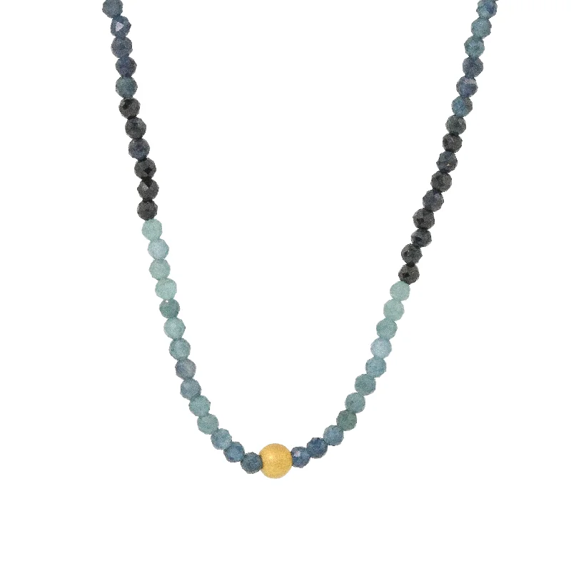 Layered necklaces and pendants for a trendy and fashionable statement style -Ombré Blue Tourmaline + 18k Bead Necklace