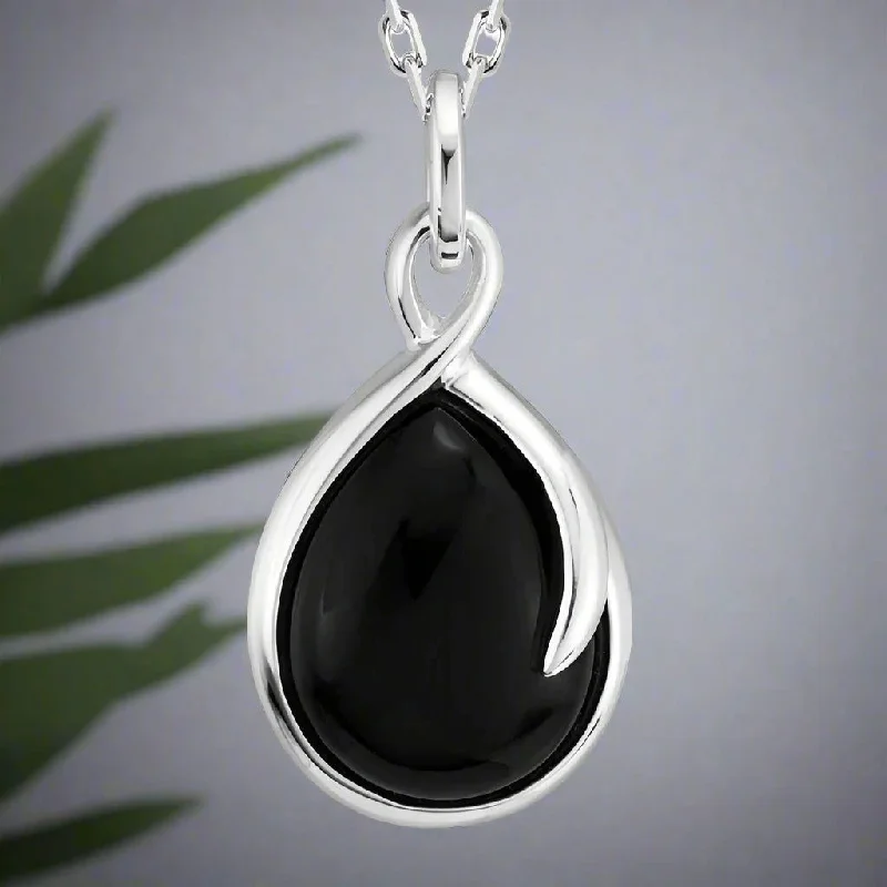 Simple moonstone pendants on necklaces for a serene, calming jewelry piece -Onyx "Wish" Necklace