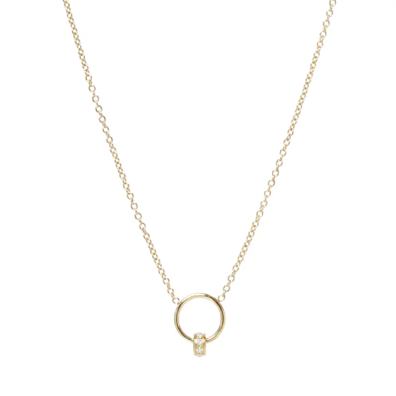 Geometric pendant necklaces with unique shapes for modern and stylish fashion pieces -Pavé Diamond Rondelle Circle Necklace