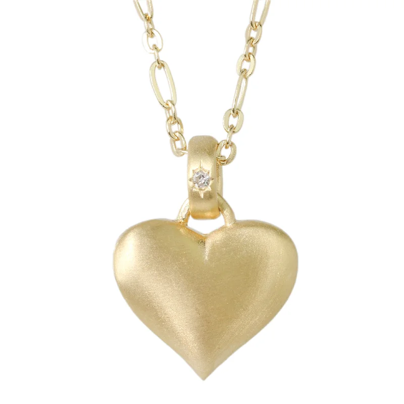 Custom engraved bar pendants for necklaces to personalize your jewelry collection -Puffy Diamond Heart Necklace