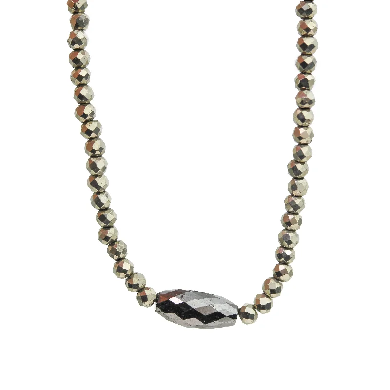 Colorful glass pendants on necklaces for a vibrant, playful accessory with personality -Pyrite + Black Diamond Necklace