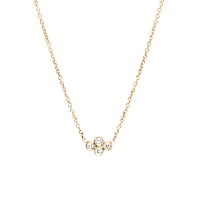 Custom geometric pendants on necklaces for a modern, chic look with precision -Quad Diamond Necklace