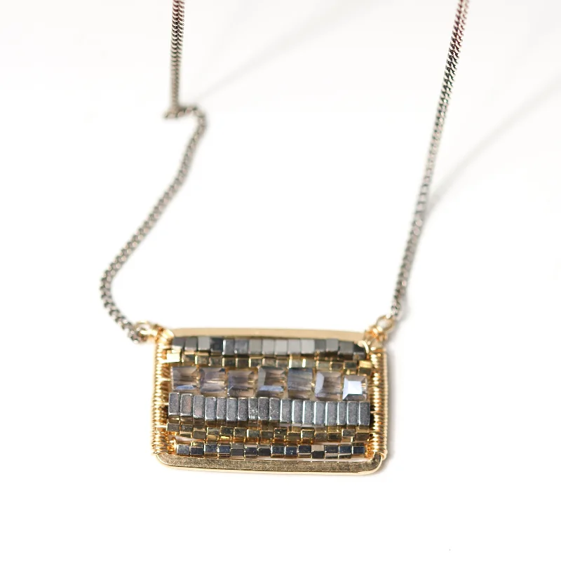 Simple geometric pendant necklaces for minimalist jewelry lovers who appreciate clean lines -Rectangular Mosaic Necklace