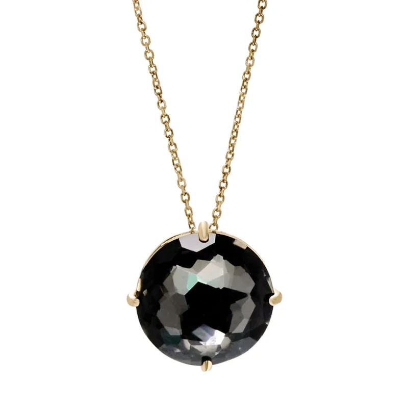 Layered pendant necklaces with multiple charms for a fashionable, trendy accessory -Round Black Night Topaz Necklace