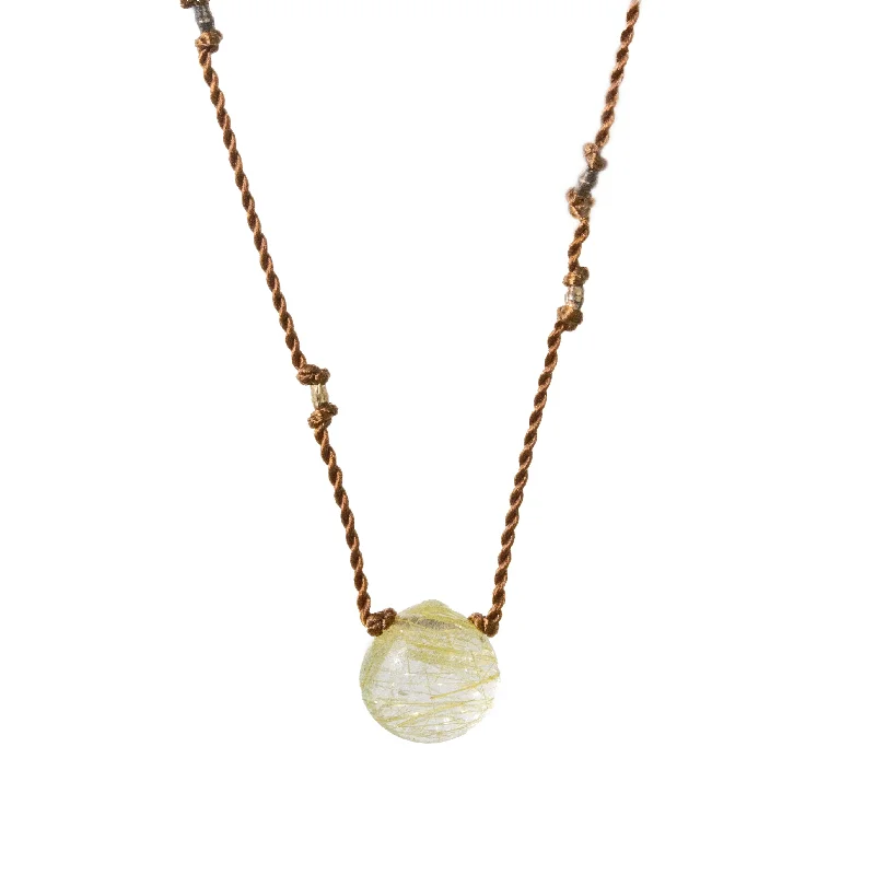 Natural stone pendant necklaces for earthy and boho chic fashion enthusiasts -Rutilated Quartz Necklace