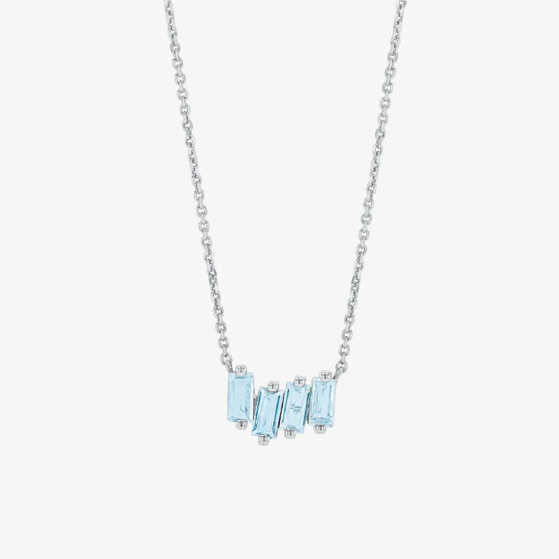 Statement necklaces with large pendants for women who love bold, eye-catching jewelry -Blue Topaz Stone Step Necklace