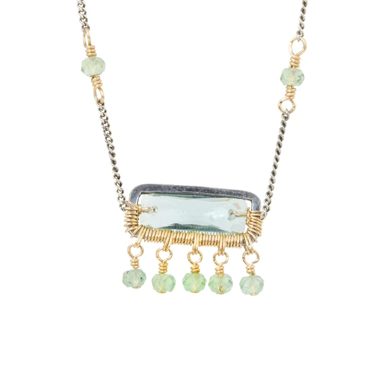 Simple and elegant circle pendants on necklaces for classic, timeless beauty -Teal Quartz and Green Apatite Necklace