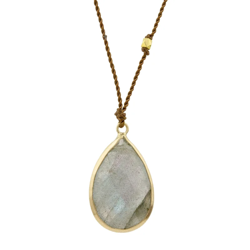 Cute animal pendant necklaces for playful fashion lovers who appreciate fun accessories -Teardrop Labradorite Necklace