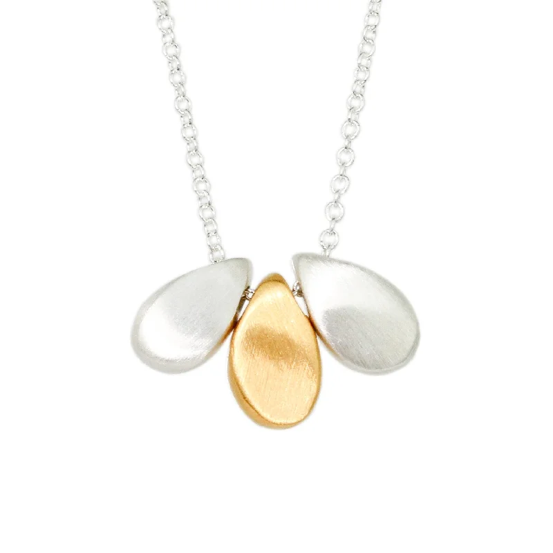 Simple pearl necklaces with classic pendants for sophisticated, timeless elegance -Triple Tear Mixed Metal Necklace