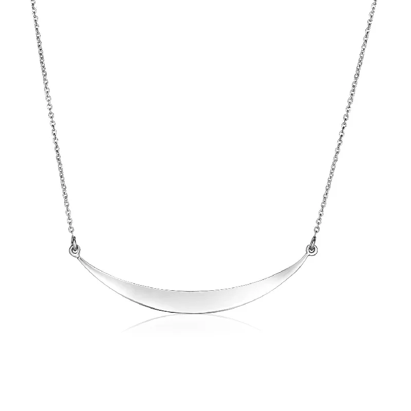 Stylish bar necklaces with engraved pendants for minimalistic and personal jewelry -Size: 18'' - Sterling Silver Polished Curve Necklace