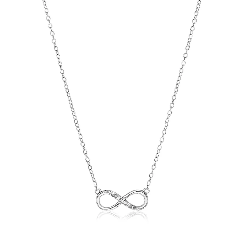 Delicate butterfly pendants on necklaces for a charming and feminine accessory -Size: 18'' - Sterling Silver Petite Infinity Symbol Necklace with Cubic Zirconias