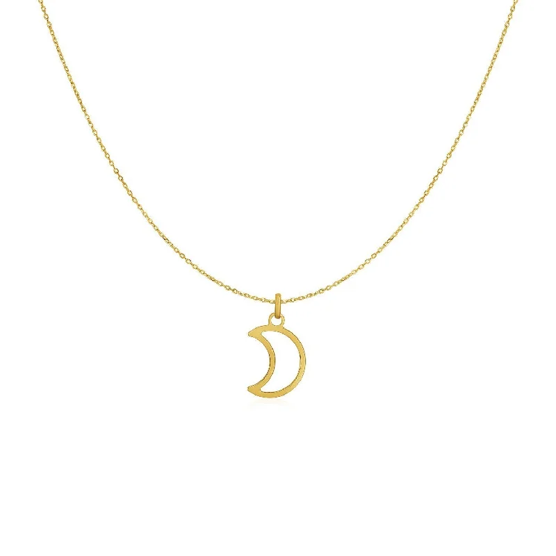 Custom engraved bar pendants for necklaces to personalize your jewelry collection -Size: 18'' - 14k Yellow Gold Necklace with Moon