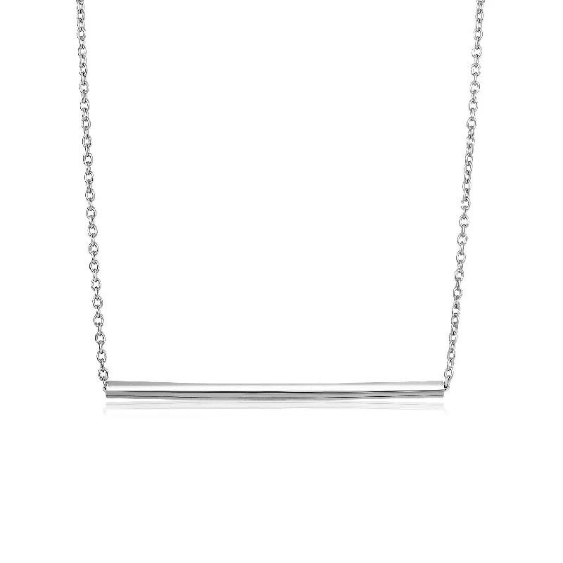 Spiritual pendant necklaces with symbols like lotus or om for personal meaning -Size: 18'' - Sterling Silver Polished Straight Bar Necklace