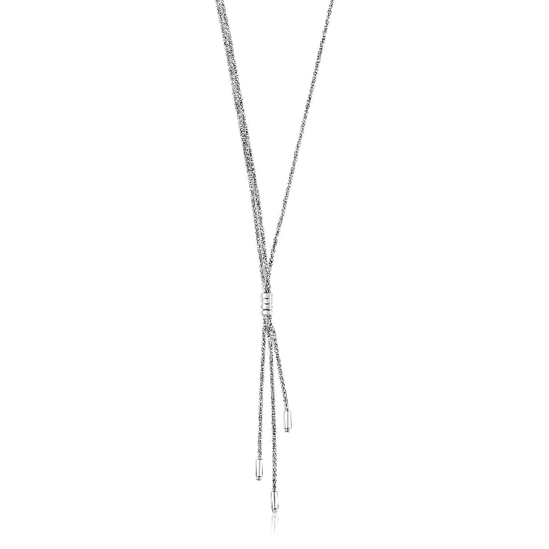 Vintage lockets with pendant designs to hold cherished memories in timeless fashion -Size: 17'' - Sterling Silver Three Strand Lariat Necklace with Polished Bars