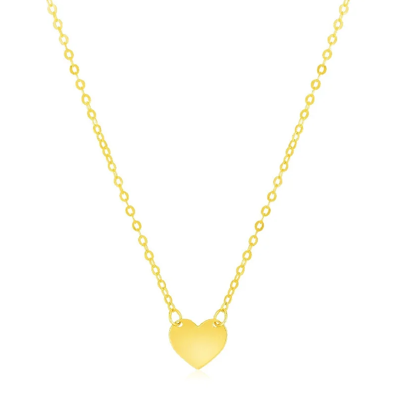 Elegant moon and star pendants on necklaces for a dreamy and celestial vibe -Size: 18'' - 14k Yellow Gold Polished Mini Heart Necklace