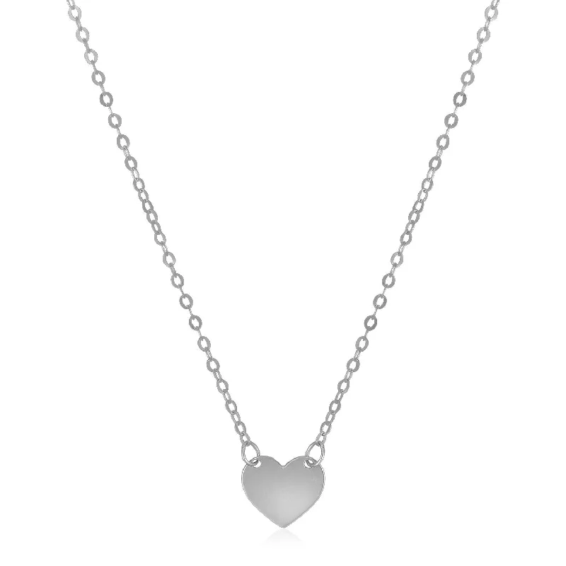 Sterling silver pendant necklaces with unique and intricate designs for everyday wear -Size: 18'' - 14k White Gold Polished Mini Heart Necklace