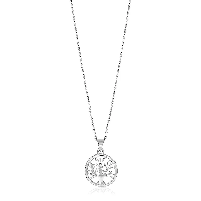 Luxury pearl pendants on necklaces for timeless, sophisticated elegance and charm -Size: 18'' - Sterling Silver inch Round Tree of Life Necklace