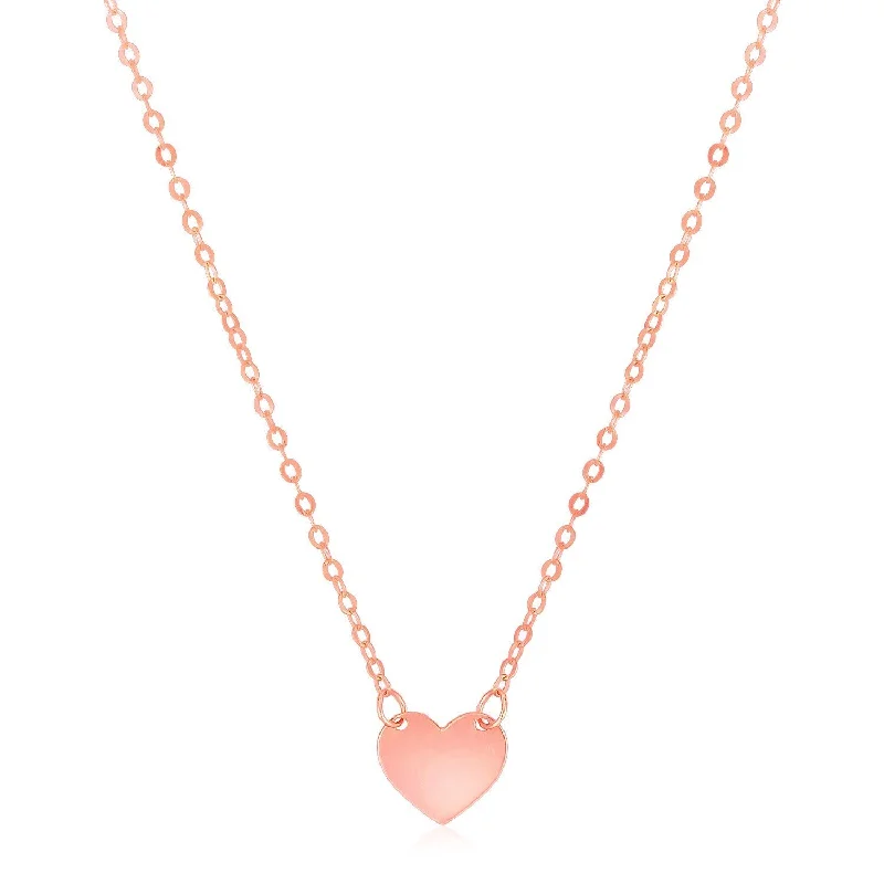 Meaningful religious pendant necklaces with symbols like cross or angel for spirituality -Size: 18'' - 14k Rose Gold Polished Mini Heart Necklace