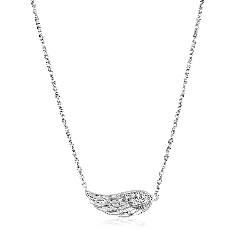 Vintage coin pendants on necklaces for antique-inspired, unique jewelry collections -Size: 18'' - Sterling Silver Textured Angel Wing Necklace