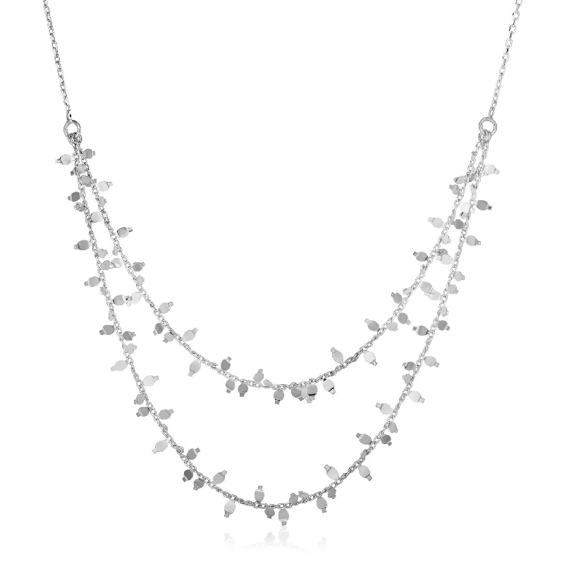 Birthstone pendant necklaces with sparkling gems to represent each family member -Size: 18'' - Sterling Silver 18 inch Leaf Motif Double Chain Necklace