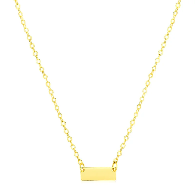 Monogrammed pendant necklaces with custom initials for personalized, stylish accessories -Size: 18'' - 14k Yellow Gold Polished Mini Bar Necklace