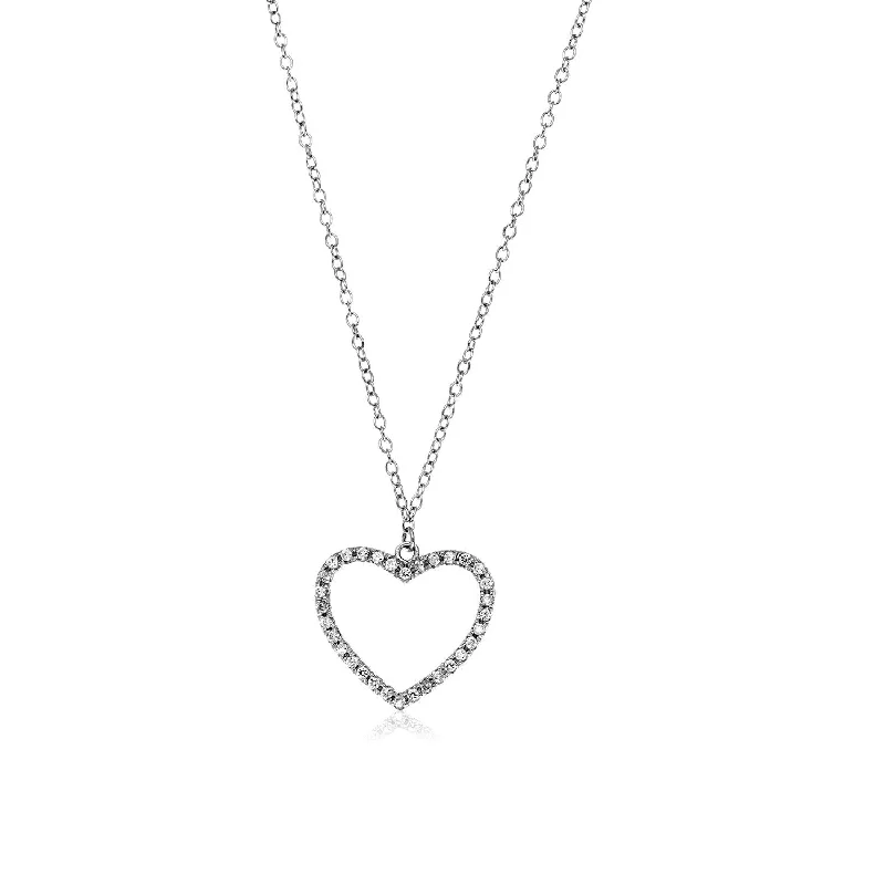 Custom made pendants on necklaces for women who appreciate one-of-a-kind jewelry -Size: 18'' - Sterling Silver Heart Necklace with Cubic Zirconias