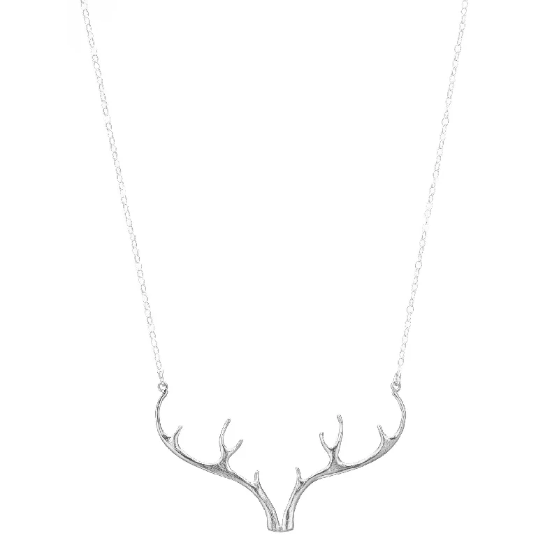 Unique pendant necklaces with personalized initials for customized, meaningful fashion -Sterling Silver Antler Necklace