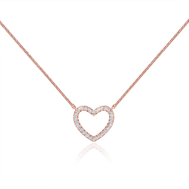 Unique vintage-inspired pendants on necklaces for women who love antique-style jewelry -ARMELLE - Heart Lab Diamond Necklace 18k Rose Gold