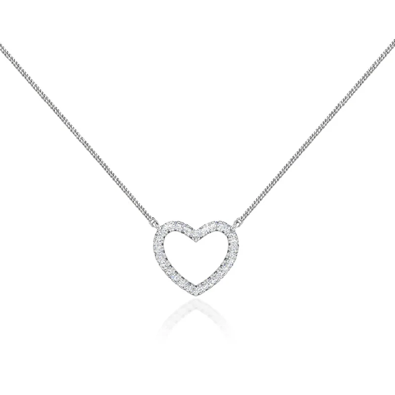 Boho-style necklaces with pendant charms for a carefree and earthy look -ARMELLE - Heart Lab Diamond Necklace 18k White Gold