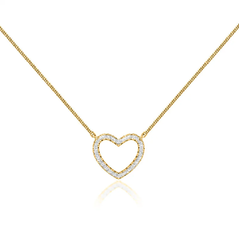 Simple pearl necklaces with classic pendants for sophisticated, timeless elegance -ARMELLE - Heart Lab Diamond Necklace 18k Yellow Gold