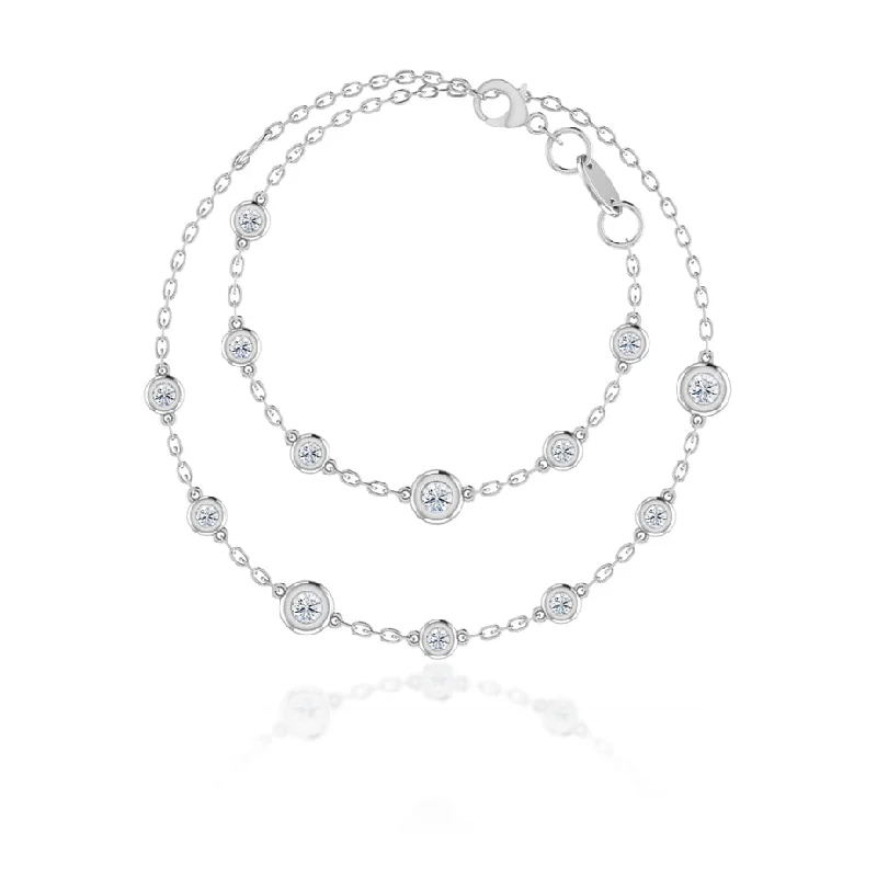 Layered necklaces and pendants for a trendy and fashionable statement style -LAINEY - Lab Diamond Bezel Edge Necklace 18k White Gold