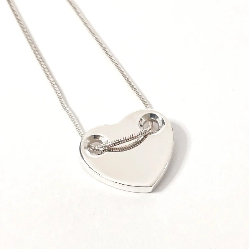 Adjustable necklaces with pendants for customizable length and style options -TIFFANY&Co. Necklace Heart plate Snake Chain Silver925 Silver Women Used