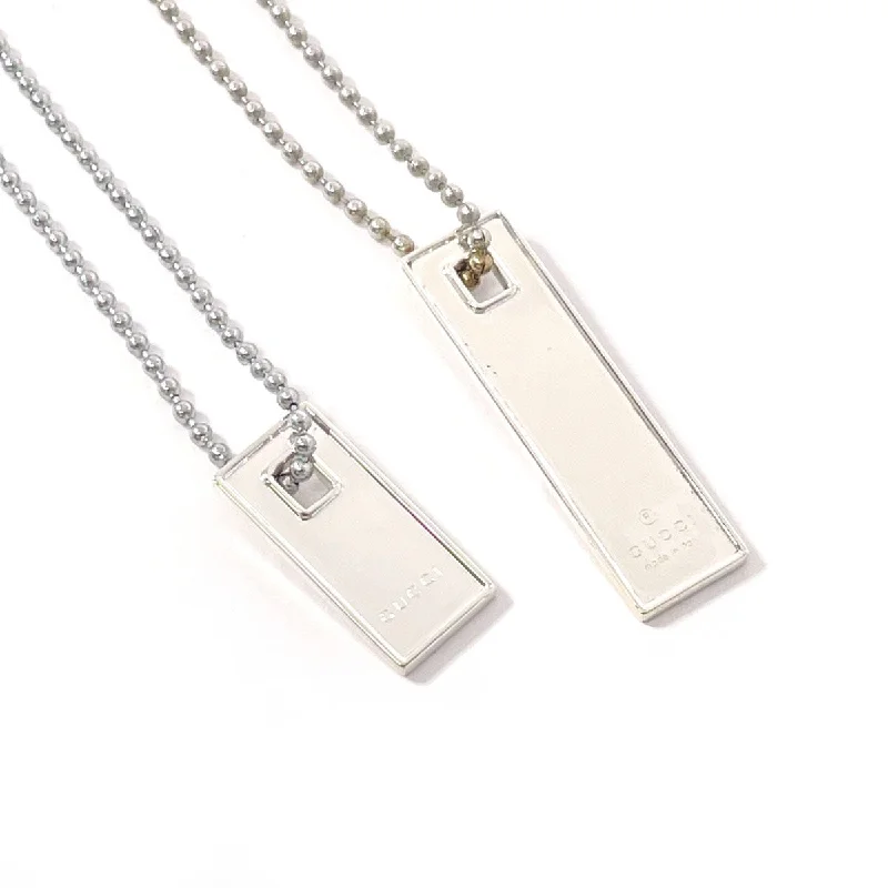 Custom geometric pendants on necklaces for a modern, chic look with precision -GUCCI Necklace Plate Pair Silver925 Silver unisex Used