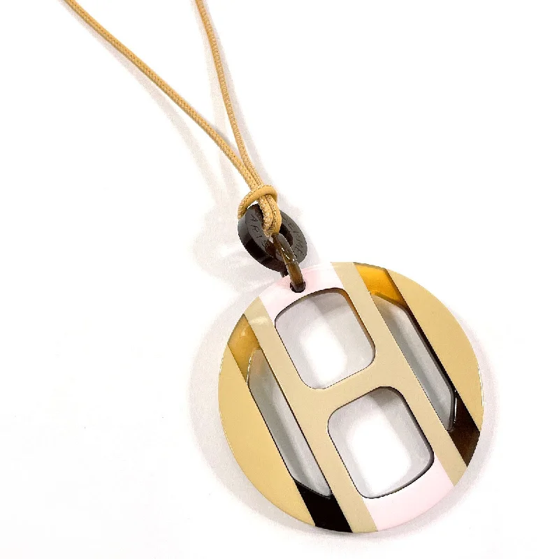 Custom heart pendants on necklaces for sentimental gifts for loved ones -HERMES Necklace H057087FL22 H Equip Buffalo horn/lacquer beige beige Women Used