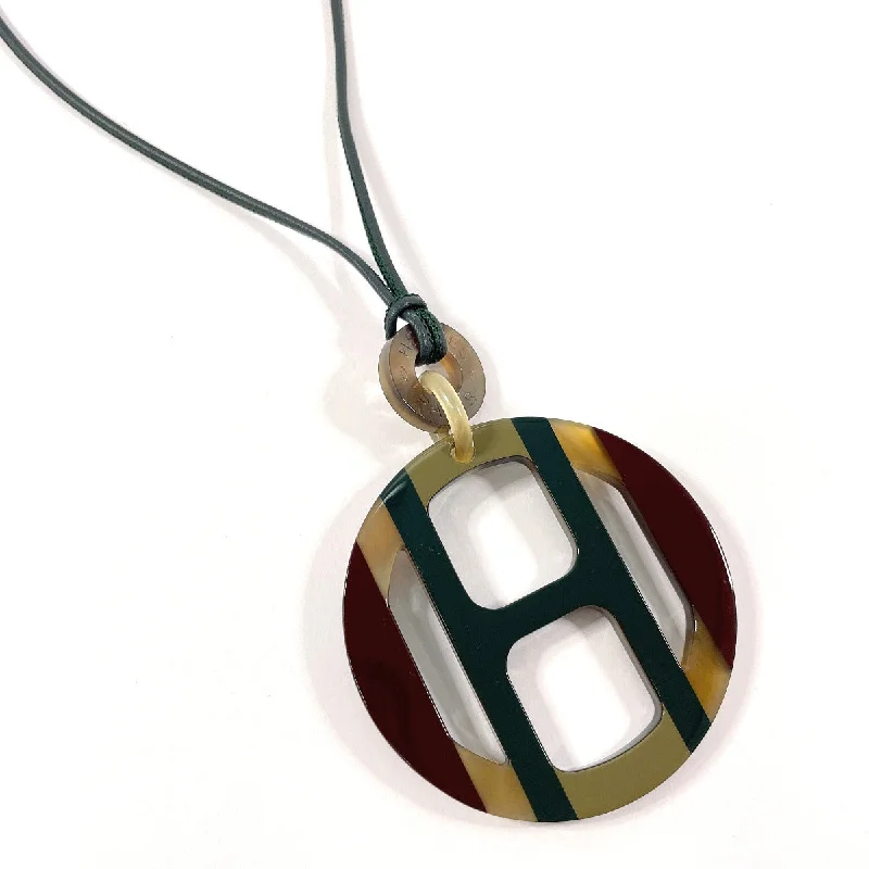 Layered pendants on necklaces for women who love stacked, statement jewelry styles -HERMES Necklace H Equip Buffalo horn green green Women Used