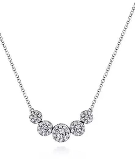 Intricate filigree pendant necklaces for a vintage-inspired and detailed accessory -14K White Gold Round Diamond Halo Necklace