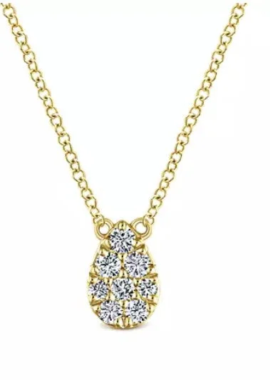 Statement necklaces with oversized pendants for a bold fashion accessory -14K Yellow Gold Diamond Teardrop Pendant Necklace