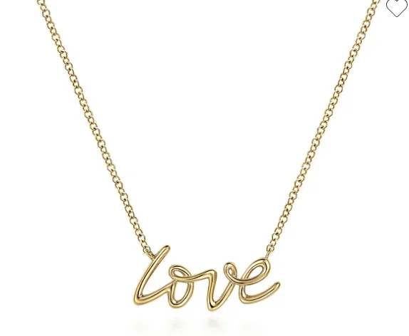 Birthstone pendant necklaces with sparkling gems to represent each family member -14K Yellow Gold Love Necklace