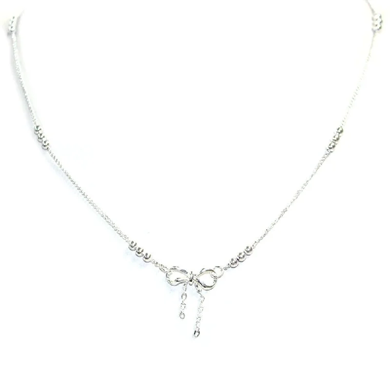 Sterling silver pendant necklaces with unique and intricate designs for everyday wear -CN1003 Sheila Bead Ribbon Necklace