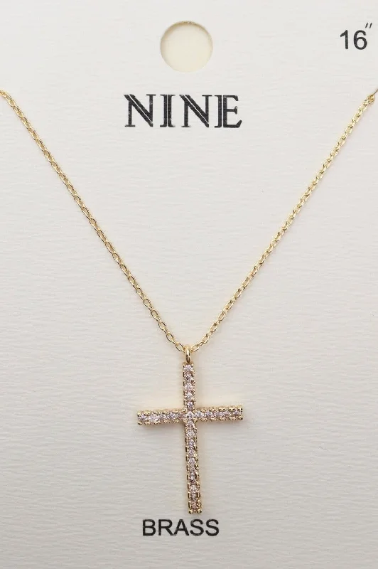 Luxury diamond pendants on necklaces for women seeking opulence and refined elegance -CN4318 CZ Cross Pendant Necklace