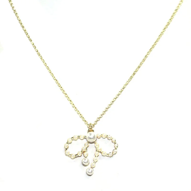 Custom geometric pendants on necklaces for a modern, chic look with precision -HN4038 Pearl Ribbon Necklace