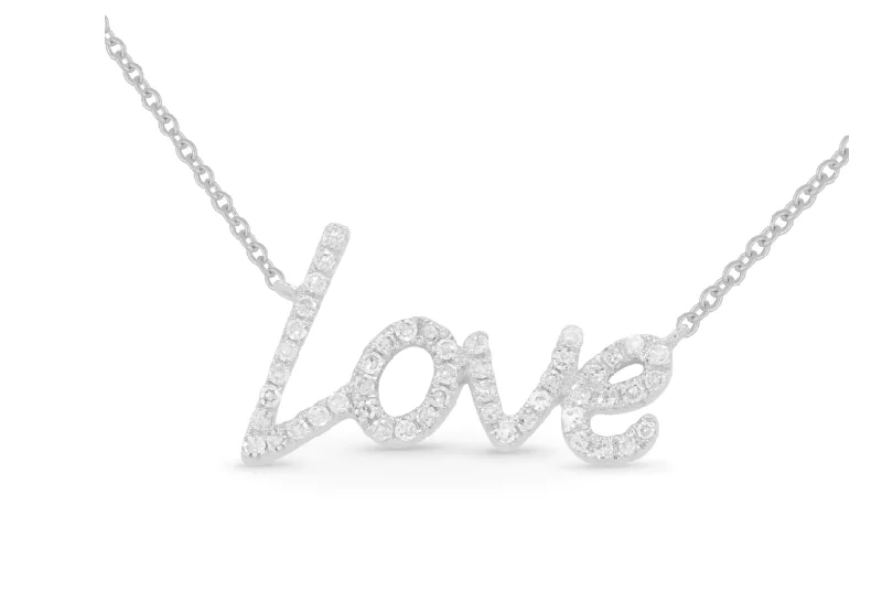 Custom nameplate pendant necklaces for personalized jewelry pieces with a touch of glam -Madison L 14kt white gold and diamond love necklace