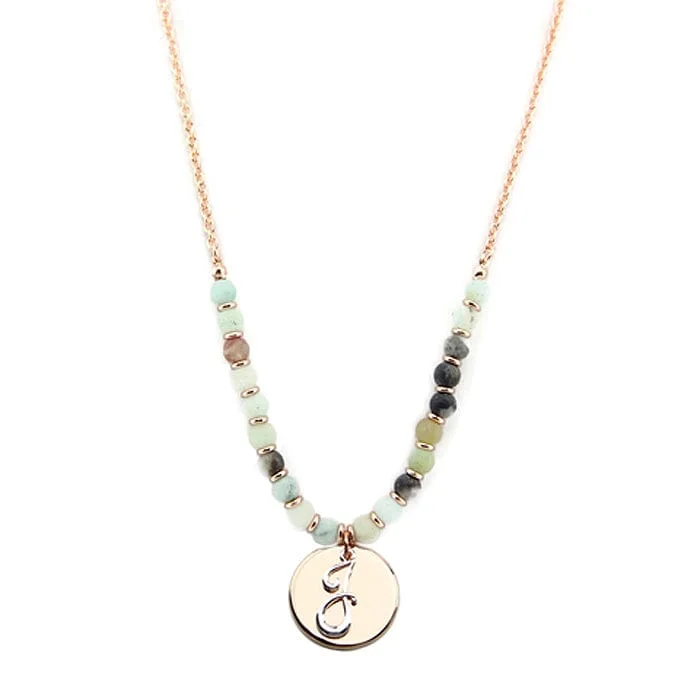 Geometric pendant necklaces with unique shapes for modern and stylish fashion pieces -AN1318-JAMT1   27" Gold Tone & Silver Tone 'J' Semi Precious Bead Necklace