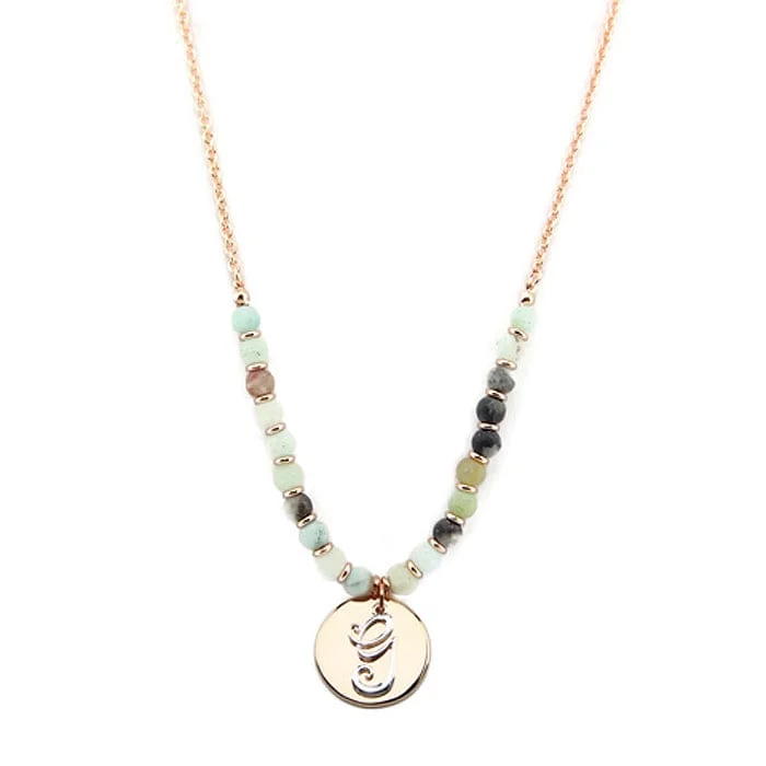 Inspirational pendant necklaces with motivational quotes for a positive fashion statement -AN1318-GAMT1   27" Gold Tone & Silver Tone 'G' Semi Precious Bead Necklace