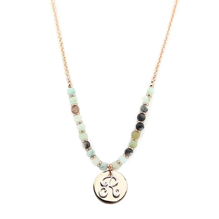 Cute and fun animal pendant necklaces for quirky, playful fashion statements -AN1318-RAMT1   27" Gold Tone & Silver Tone 'R' Semi Precious Bead Necklace